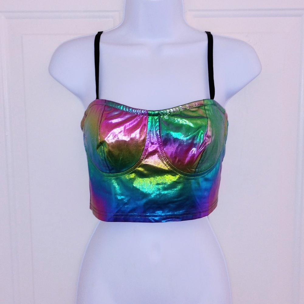 SHEIN Iridescent Rainbow Crop Top